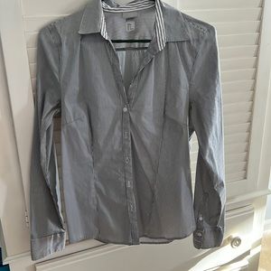 H&M gray and white striped blouse. Sz 12